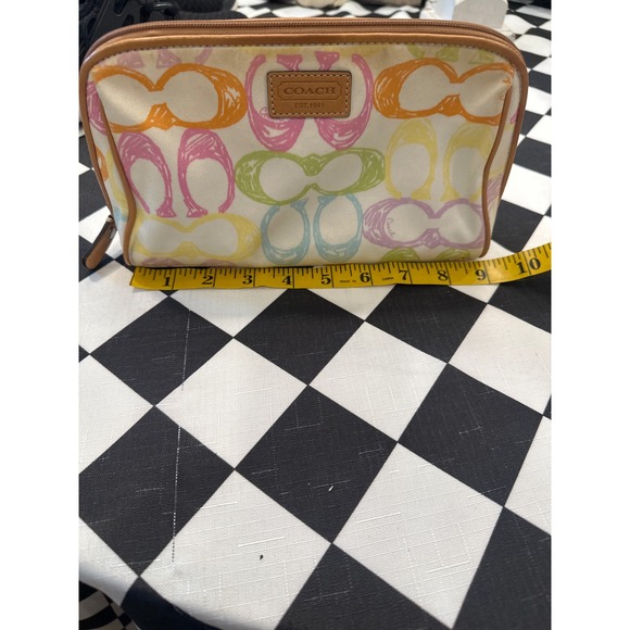 Coach pastel Cosmetic Makeup Bag Travel Multicolor Signature Logo - Picture 5 of 6